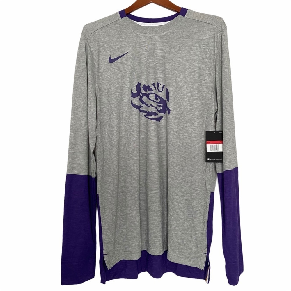 Nike Dri-Fit Lsu Tiger Eye Shirt Purple Gray Large